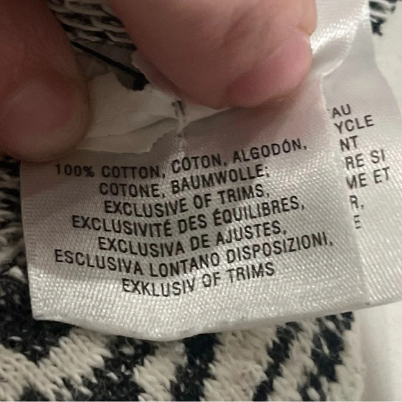 Anthropologie‎ cowl neck tunic gray and white Aztec print sweater 100% cotton XS - Picture 8 of 10